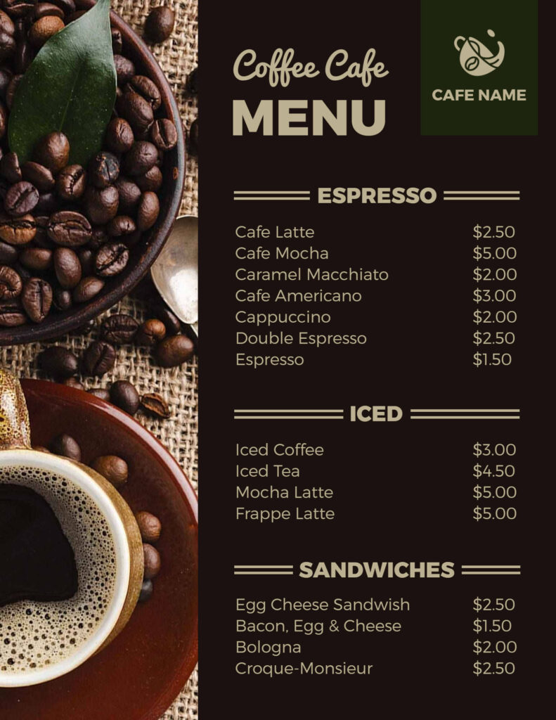 Cafe menu PhotoADKing